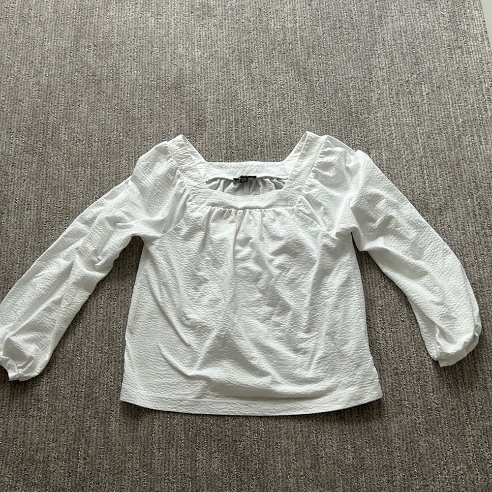 J Crew White Long Sleeve Top